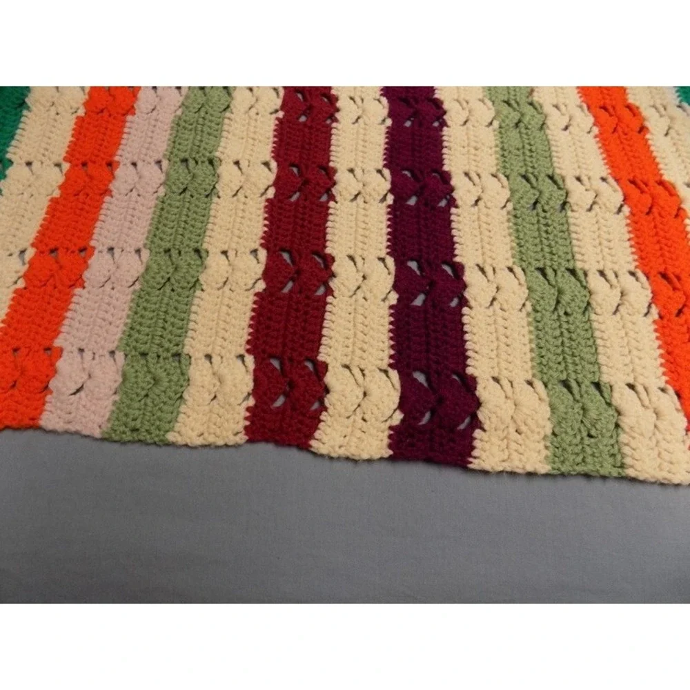 Vintage Striped Grannycore Afghan 47
